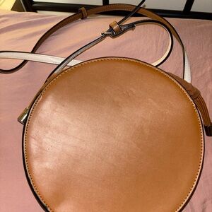 Zara Tan Leather Crossbody Bag with Polished Finish